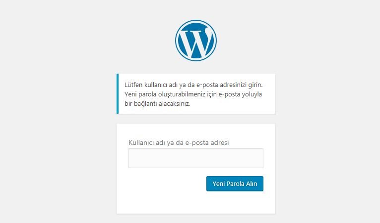 WordPress Şifre Yenileme Sayfası